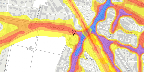 Trafikstøjkort på Kirkegårdsgade 10, 2. th, 9000 Aalborg