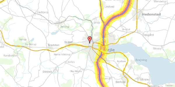 Trafikstøjkort på Merianvej 21, 7100 Vejle