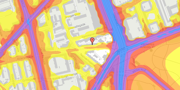 Trafikstøjkort på Aldersrogade 6K, 2100 København Ø