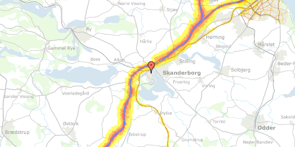 Trafikstøjkort på Mølleparken 1, 1. 3, 8660 Skanderborg