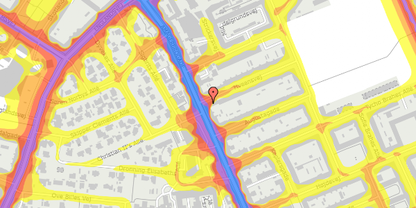 Trafikstøjkort på Hveensvej 2, kl. , 2300 København S