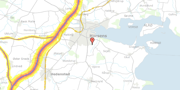 Trafikstøjkort på Bakkestjernen 16, 8700 Horsens