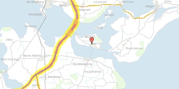 Trafikstøjkort på Bakkedraget 8, 4793 Bogø By