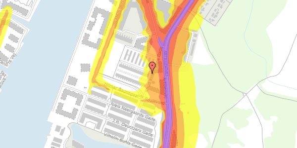 Trafikstøjkort på Knud Kristensens Gade 1, 2300 København S