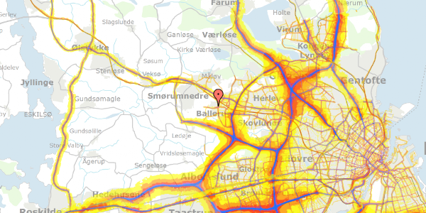 Trafikstøjkort på Atlasvænge 25C, 2750 Ballerup