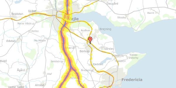 Trafikstøjkort på Peder Breths Vej 7, 7080 Børkop