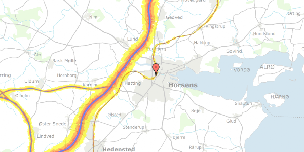 Trafikstøjkort på Hs Carl Troelsens Minde 11, 8700 Horsens