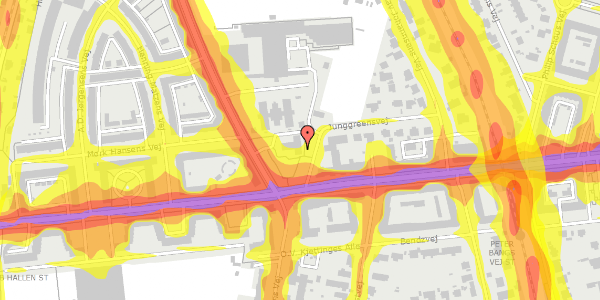 Trafikstøjkort på Junggreensvej 14B, 2000 Frederiksberg