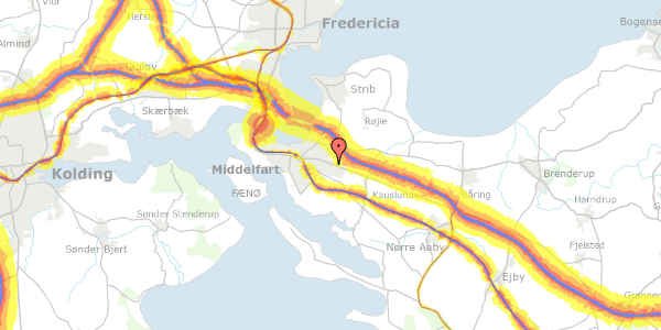 Trafikstøjkort på Værkstedsvej 14, 5500 Middelfart