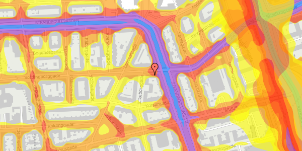 Trafikstøjkort på Vordingborggade 78, 5. , 2100 København Ø