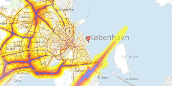 Trafikstøjkort på Fyrtårnvej 13B, 2300 København S