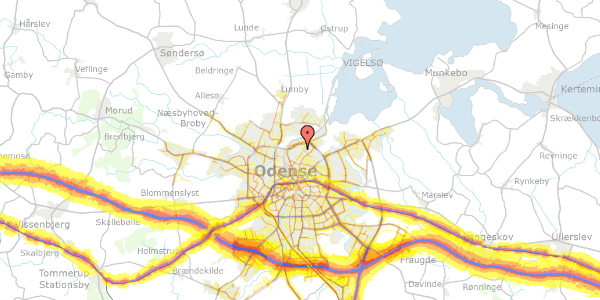 Trafikstøjkort på Windelsvej 138Z, 5000 Odense C