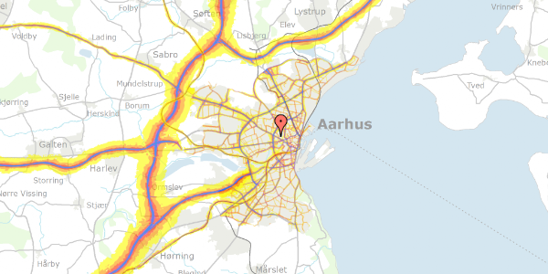 Trafikstøjkort på Vestre Ringgade 76B, 3. tv, 8000 Aarhus C