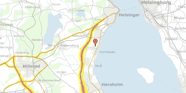 Trafikstøjkort på Nederste Torpenvej 4A, 3050 Humlebæk