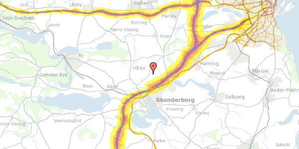 Trafikstøjkort på Mesing Gade 2, 8660 Skanderborg