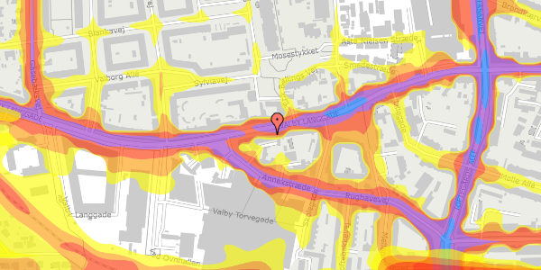 Trafikstøjkort på Valby Langgade 77, st. th, 2500 Valby