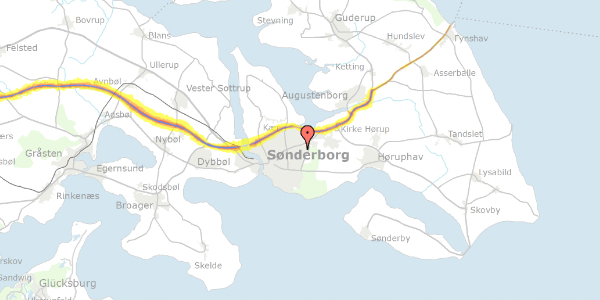 Trafikstøjkort på Fynsgade 18, 6400 Sønderborg