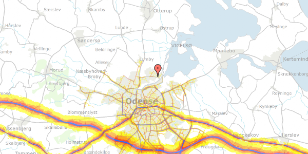 Trafikstøjkort på Hedelundhegnet 66B, 5270 Odense N