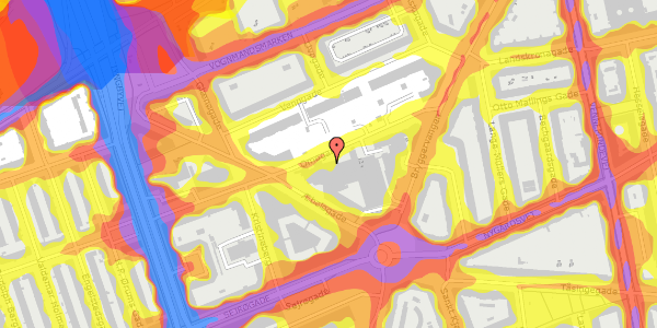 Trafikstøjkort på Omøgade 16, 2100 København Ø