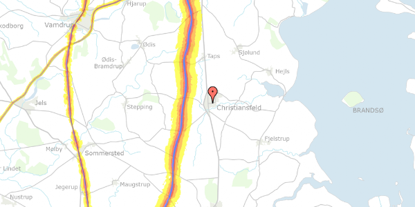 Trafikstøjkort på Lindegade 34D, 1. th, 6070 Christiansfeld