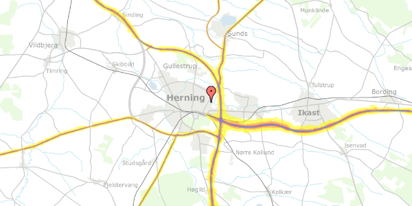 Trafikstøjkort på Sorøvej 14, 7400 Herning