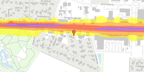 Trafikstøjkort på Glentevej 4, 6950 Ringkøbing