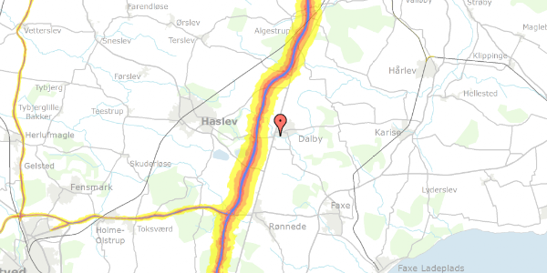 Trafikstøjkort på Vordingborgvej 430, 4690 Haslev