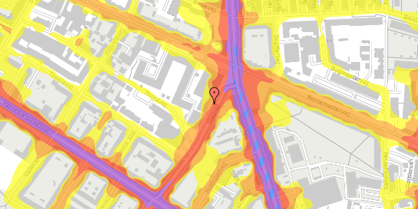 Trafikstøjkort på Glasvej 25, 1. th, 2400 København NV