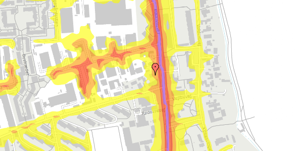 Trafikstøjkort på Rødovrevej 153, 2610 Rødovre