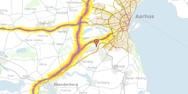 Trafikstøjkort på Skovvænget 37, 8361 Hasselager