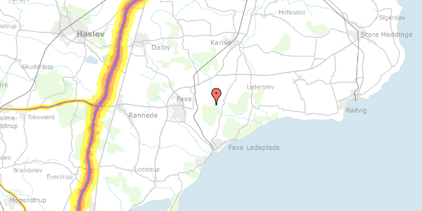 Trafikstøjkort på Vivede Møllehuse 15, 4640 Faxe
