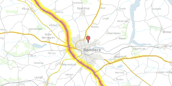 Trafikstøjkort på Lindevej 40, 8930 Randers NØ