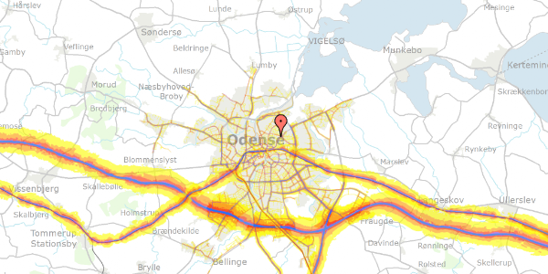 Trafikstøjkort på Teisensvej 40, 5000 Odense C