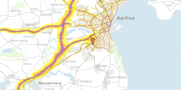 Trafikstøjkort på Jens Juuls Vej 1, 8260 Viby J