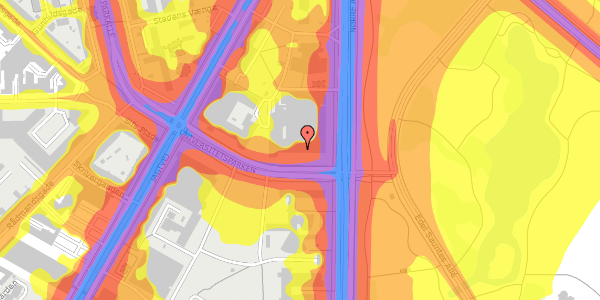 Trafikstøjkort på Universitetsparken 2, 2100 København Ø