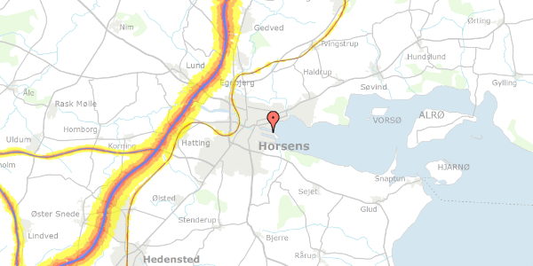 Trafikstøjkort på Ove Jensens Alle 35G, 8700 Horsens