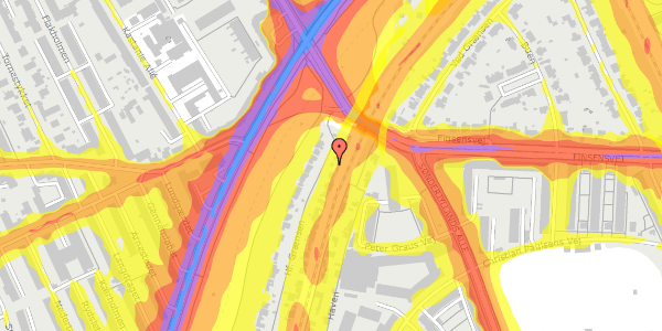 Trafikstøjkort på Hf. Grænsen 3, 2000 Frederiksberg