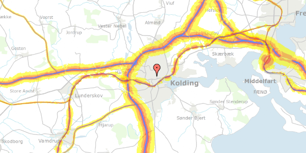 Trafikstøjkort på Dyrehavevej 116A, 6000 Kolding