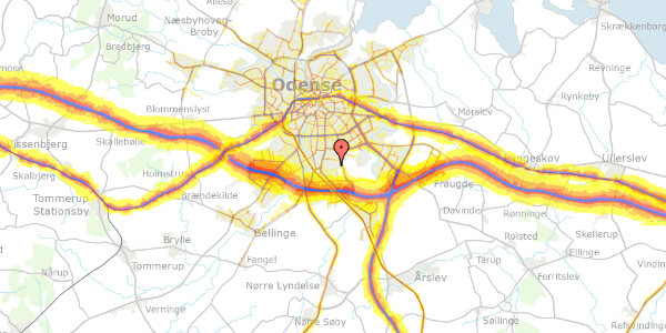 Trafikstøjkort på Landbrugsvej 202, 5260 Odense S