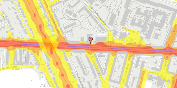 Trafikstøjkort på Finsensvej 80, 2000 Frederiksberg