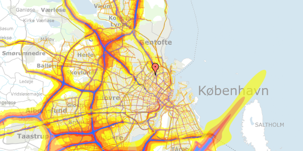 Trafikstøjkort på Vermundsgade 38A, kl. , 2100 København Ø