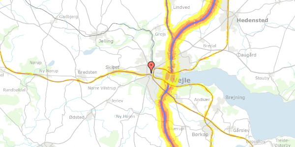 Trafikstøjkort på Åkæret 7, 3. 4, 7100 Vejle