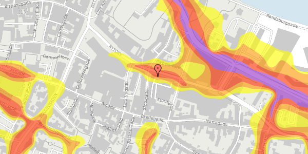 Trafikstøjkort på Slotsgade 10, 9000 Aalborg