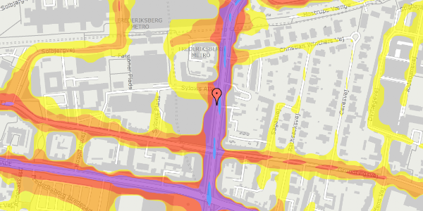 Trafikstøjkort på Falkoner Alle 11, 2000 Frederiksberg