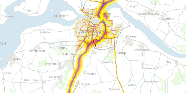 Trafikstøjkort på Indkilde Alle 54, 9210 Aalborg SØ