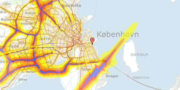 Trafikstøjkort på Strandlodsvej 13E, 2300 København S