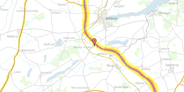 Trafikstøjkort på Lokesvej 10, 9500 Hobro