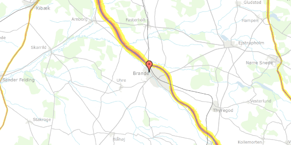 Trafikstøjkort på Tranevej 59, 7330 Brande