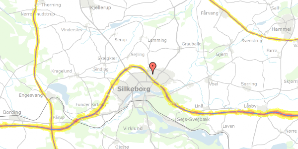 Trafikstøjkort på Frichsvej 7, 8600 Silkeborg