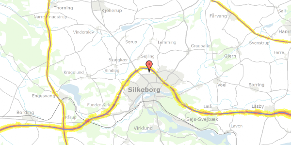 Trafikstøjkort på Gubsøhøjen 17, 8600 Silkeborg